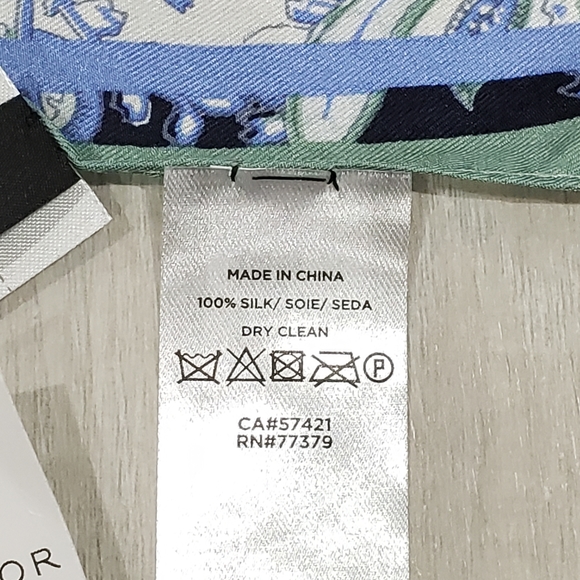 New ANN TAYLOR Paisley Silk Little Scarf In Light Enchanted Blue - Picture 6 of 8